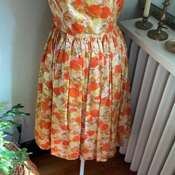 Vintage 1950s 1960s garden party dress floral a line - Picture 3 of 6